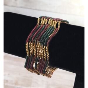 Vintage Bracelets / Bangles Stunning Set of Gold Tone, Dark Red, Green